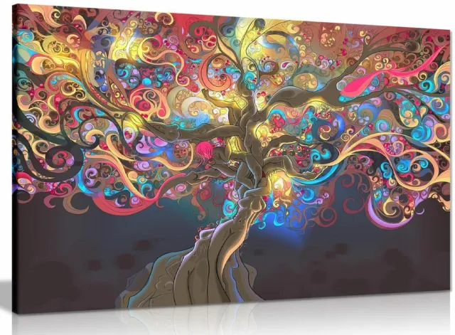 Psychedelic Trippy Art Tree Canvas Wall Art Picture Print