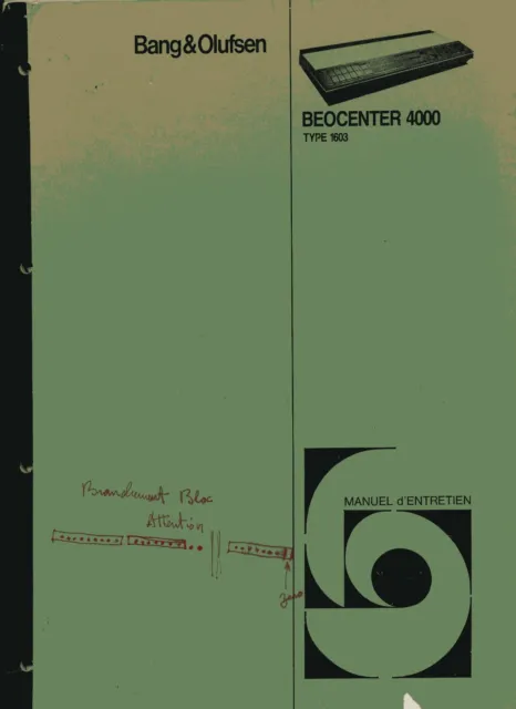 Service Schematics for Bang Olufsen Beocenter 4000 (1603)