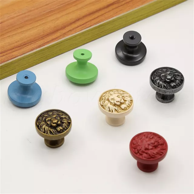 1Pc Retro Zinc Alloy Kitchen Cabinet Knobs Cupboard Door Lion Head Pulls Handles