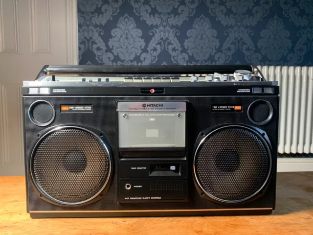 Hitachi TRK-8080E Radio Cassette Boombox. New belts. SERVICED Working.