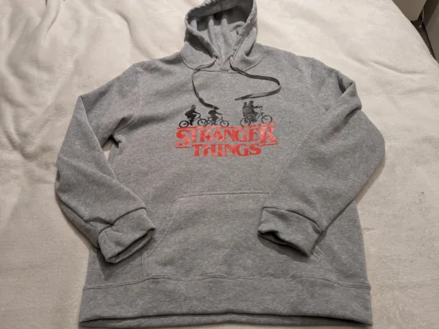 Stranger Things Hooded Sweatshirt XL 22.5 p2p Grey Hoodie printed on unbranded