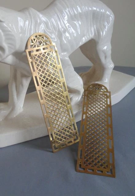 PAIR - Antique French Door Push Plates / Pierced Brass, Door finger plaques