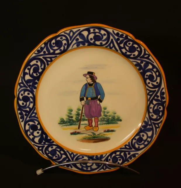 A très belle assiette ancienne HB Quimper au breton 25cm 580g 2