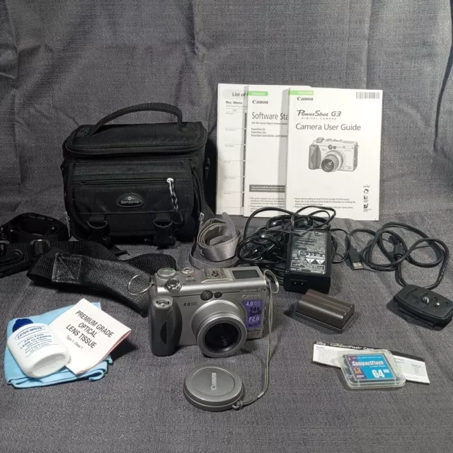 Canon Powershot G3 [Operation confirmed] + LOTS of Extras Bag, Memory Cards Etc