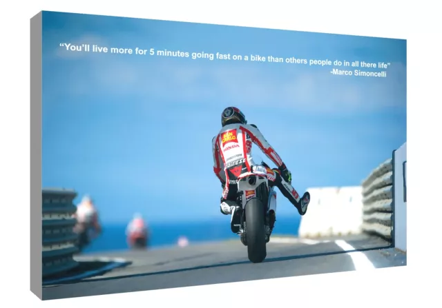 Marco simoncelli quote canvas wall art Wood Framed Ready to Hang small to XXL