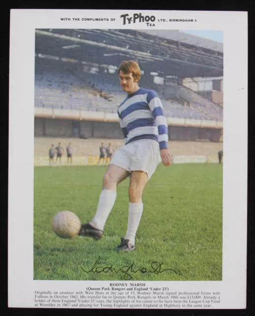 vintage 10" by 8" Typhoo Tea Football Card - Rodney Marsh - QPR and England U21