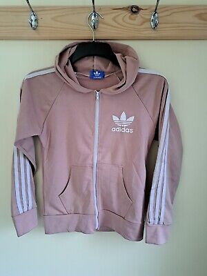 Retro Adidas Originals Girl's Pale Pink Hoodie Track Top ~ Size 11-12 Years