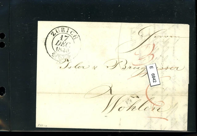 BM2581, Schweiz Vorphilatelie, Brief nach Wohlen (Aargau), aus Zürich, 1840