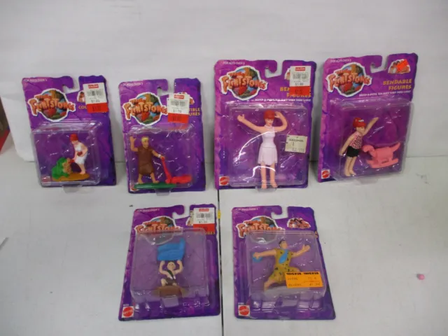 6 1993 Mattel The Flintstones Mini Figures with Fred, Bam Bam, Barney