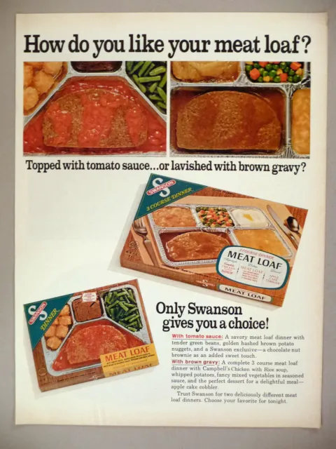 Swanson Frozen TV Dinner PRINT AD - 1968 ~~ Meat Loaf