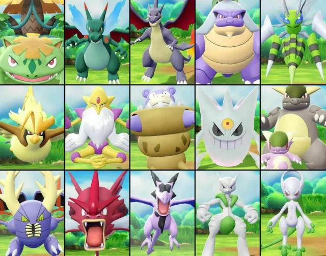 Alle Mega Pokémon in Shiny Lvl 1/20 6 Dv/Ev Max Pokémon Let‘s Go Pikachu/Evoli