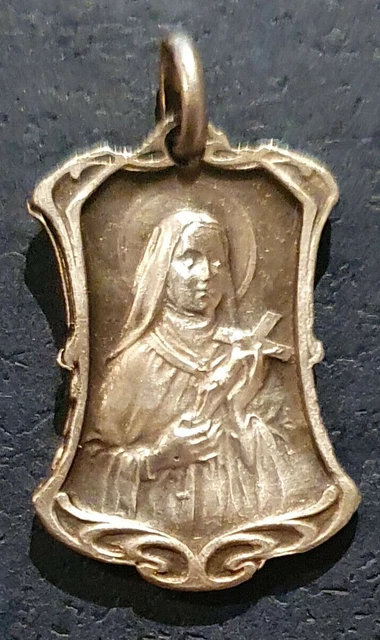 ANCIENNE MÉDAILLE RELIGIEUSE ART NOUVEAU EN PLAQUÉ OR FIX SAINTE VIERGE 23mm N13 EUR 23,00