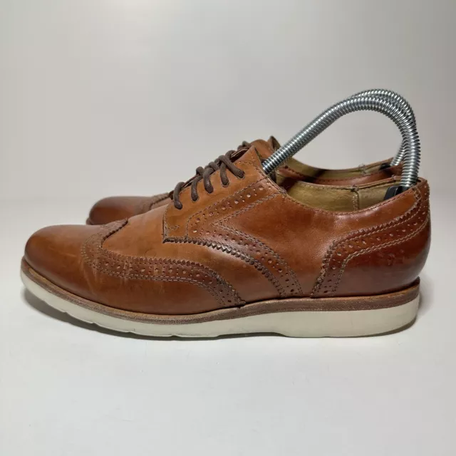 FRYE Men's James Crepe Wingtip Oxford Shoes Size 7B Tan Leather Casual Shoes