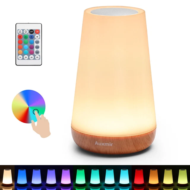 Auxmir Lampe de Chevet Tactile Veilleuse LED sans Fil à 13 Couleurs Changeantes