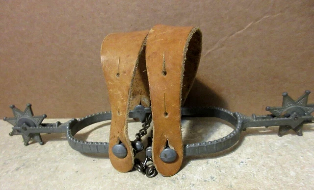 SPURS - Vintage Pair Of Western Boot Spurs Cowboy Cowgirl with Leather Straps