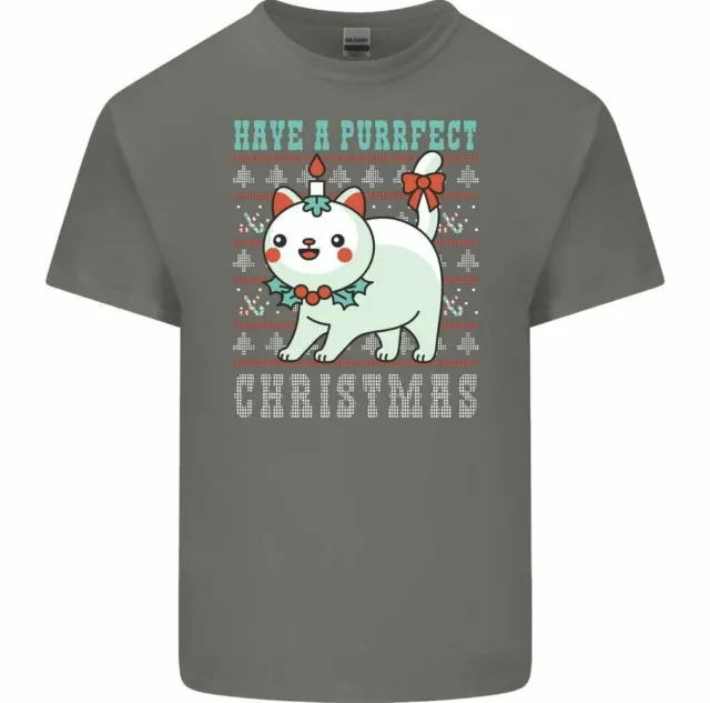 T-shirt natalizia Have a Perfect da uomo divertente gatto gatto regalo gattino animale domestico 2