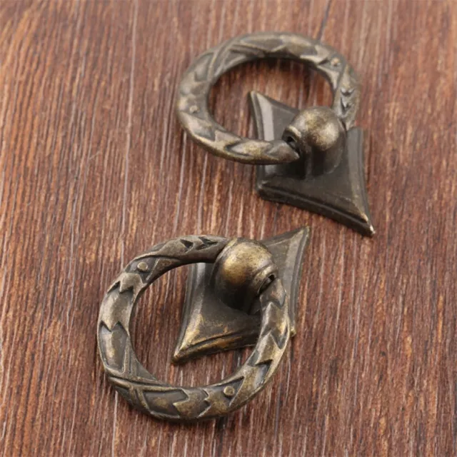 Zinc Alloy Dresser Cabinet Knobs Hardware Drawer Closet Drop Ring Pull Handle 2x