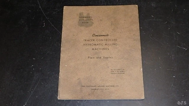 CINCINNATI TRACER CONTROLLED HYDROMATIC MILLING MACHINE OPERATORS Manual DB23