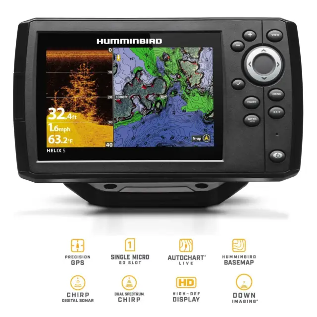 Humminbird Echolot GPS Seekartenplotter - Helix 5 Chirp GPS DI G3 Down Imaging