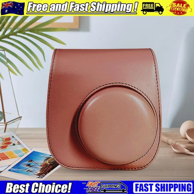 Instant Camera Bags PU Leather for Fujifilm Instax Mini 12/11/9/8 (Light Brown)