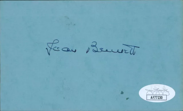 Joan Bennett Actress Signed 3x5 Index Card JSA Authenticated