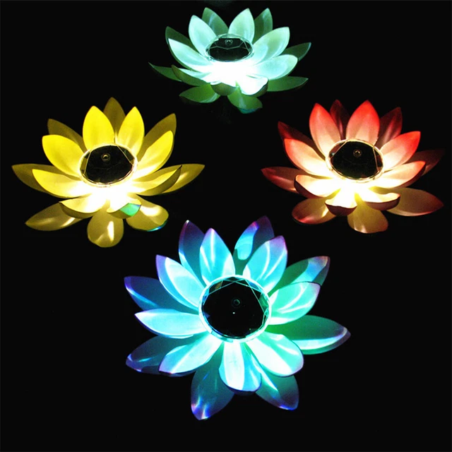 RGB LED Solar Powered Flower Light Floating Fountain Pool Pond Lamp Garden Decor
