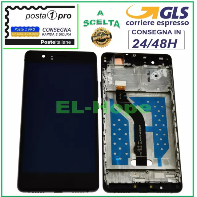 Display Lcd + Frame Per Huawei P9 Lite Vns-L31 L23 L21 Touch Screen Vetro Nero