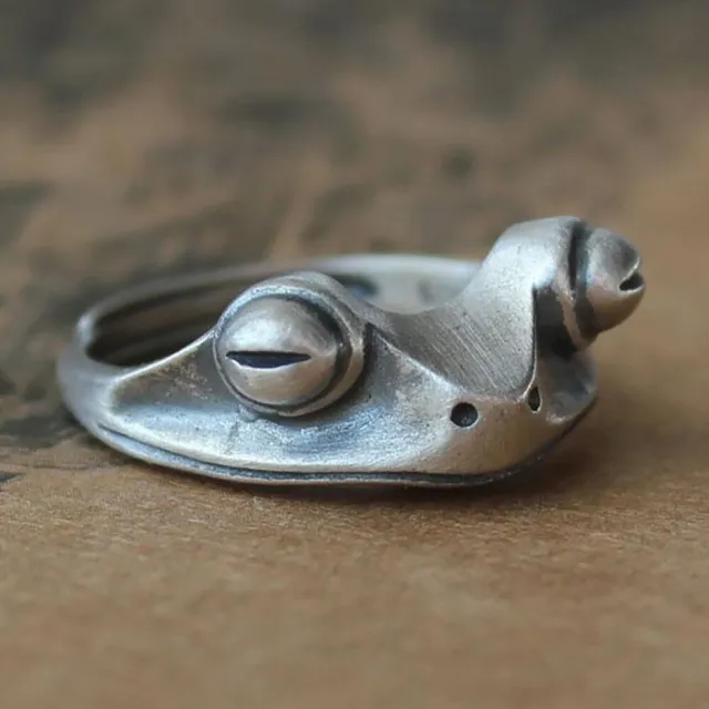 Kreativer Froschring Damen 925 Silber Retro Persönlichkeit verstellbarer Ring Schmuck