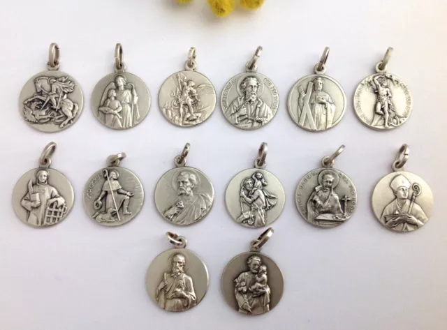 Médaille Saint-Laurent Argent Massif 925 - Pendentif Religieux Italien 2,6 Cm