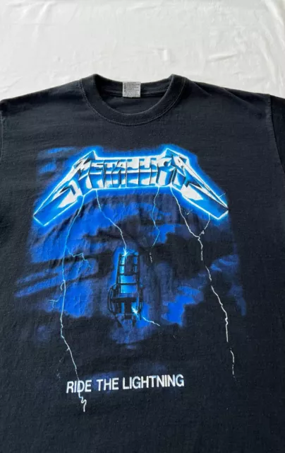 VINTAGE 90S METALLICA Ride The Lightning Band Black T-shirt Sz L $85.00 ...