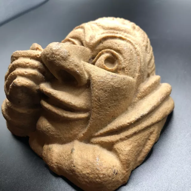 Vintage Hand Carved Monk Gargoyle Wall Hanging Sculpture Plaque Home Art Decor