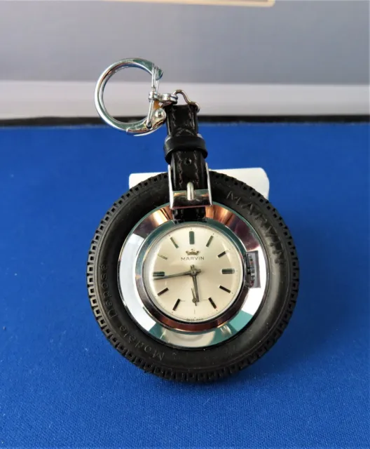 Marvin TIRE WATCH AND KEY CHAIN NEW OLD STOCK FROM THE 1960'S MANUAL WINDING