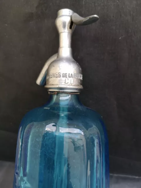 Siphon eau de Seltz Bleu Brasserie de la Manche a EU 76 Seine Maritime TBE 3