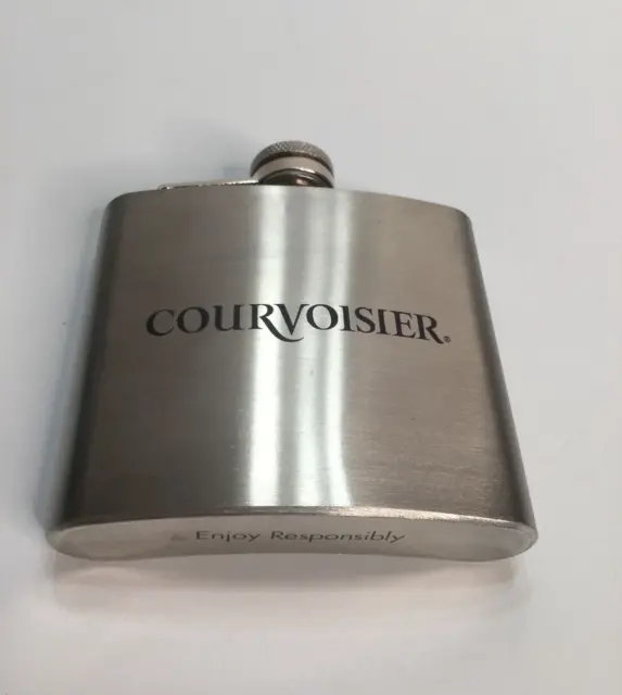 Courvoisier Flask Small Promo Flask Brushed Metal  5 oz.