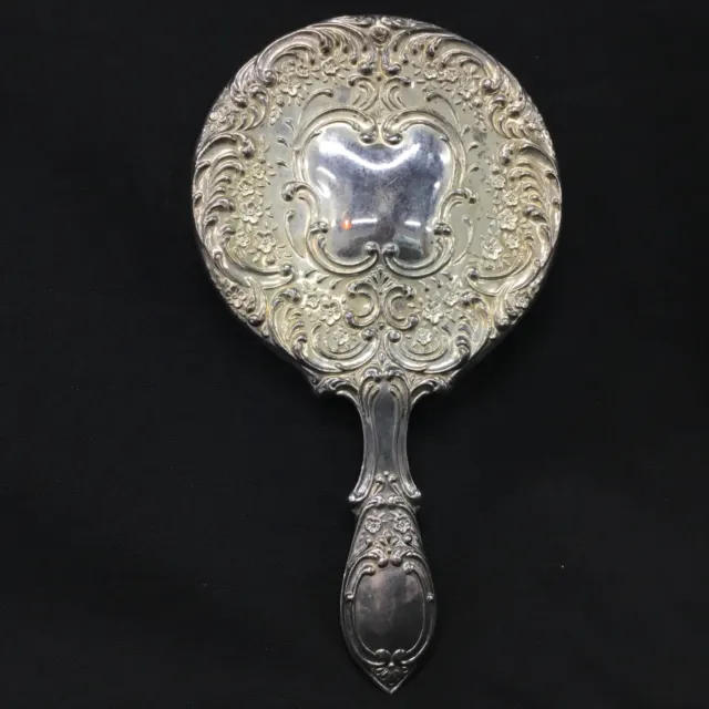 Vintage Vanity Mirror Handle Circle Silver Tone (4) #319
