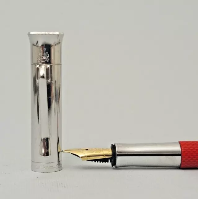 Graf von Faber-Castell Guilloche Coral Red Fountain Pen 18k M Nib Collectible