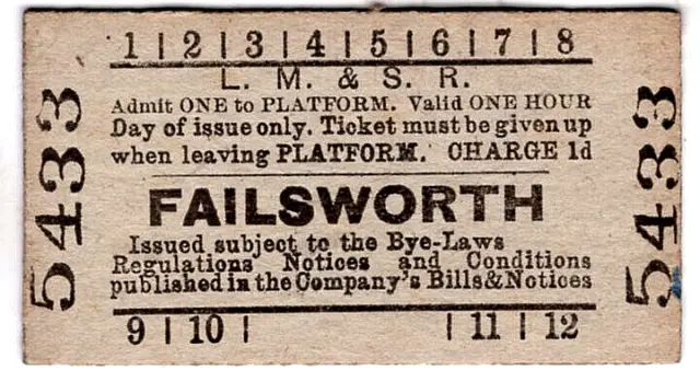 Railway platform ticket: LMS: FAILSWORTH