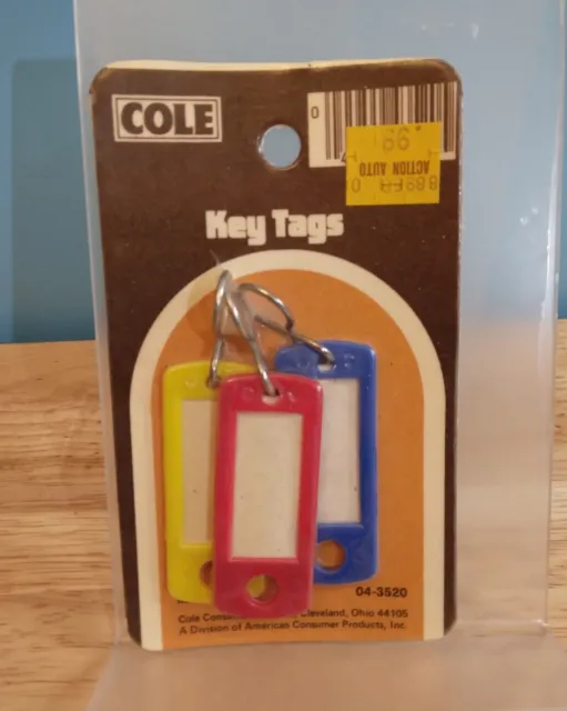 Vintage Cole 04-3520 Key Tags 3 Pack NOS