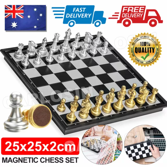 Foldable Magnetic Silver Gold Chess Box Set/Educational Board Contemporary Tool
