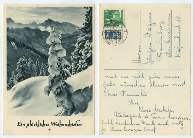 69974 - Happy Christmas - postcard, run Kiel-Friedrichsort 20.12.1949