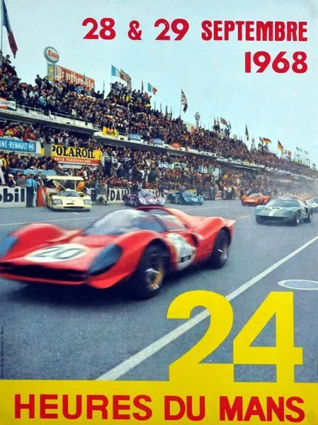 Vintage 1968 Le Mans 24 Hour Race Motor Racing  Poster A3 Print