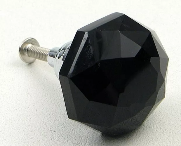 Onyx Black Crystal Glass Knob Cabinet Door Drawer Pull Furniture Necklace Hanger