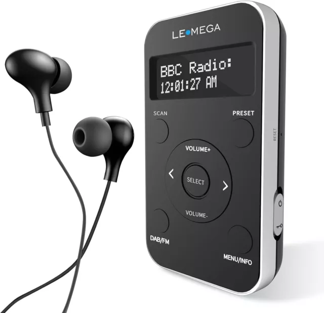 LEMEGA PR1L Pocket DAB Radio, FM Portable DAB+ Black/Silver