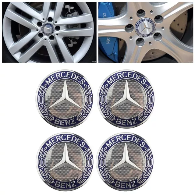 4 x 75mm für Mercedes Benz Nabendeckel Radkappe Abzeichen Felgenabdeckung Emblem