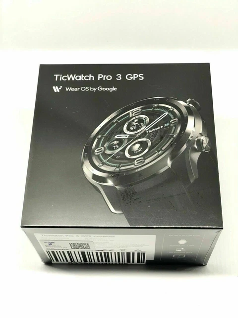 Mobvoi TicWatch Pro 3 GPS 47 mm Edelstahlgehäuse Smartwatch mit Silikonarmband