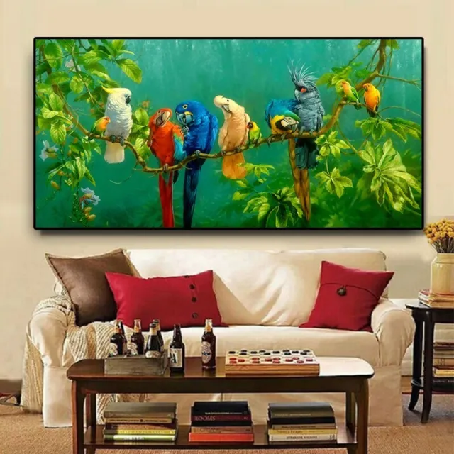 Parrot Bird on Branches Wood Landscape Canvas Painting Canvas Wall Art Print Art