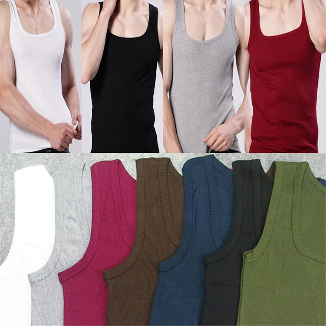 Männer Casual Sport Gym Fitness Ärmellose Baumwolle Weste Muscle Tank Tops T @`