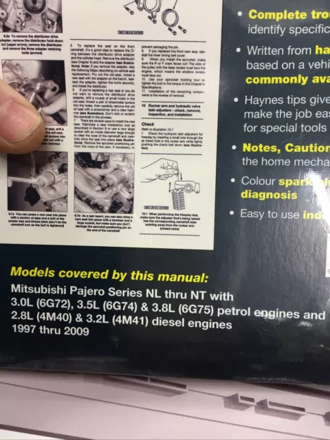 Haynes Workshop Manual Mitsubishi Pajero NL to NT 1997-2014 Service & Repair 3