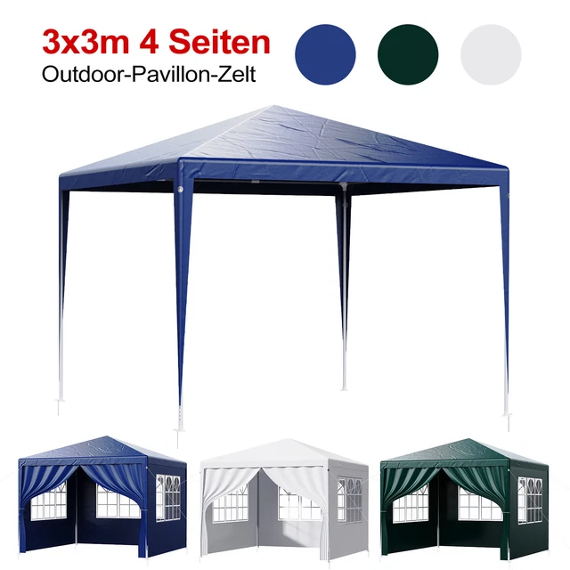 Pavillon Festzelt Picknicks Partyzelt Wasserdicht Gartenpavillon PE 3x3m 3-Farbe