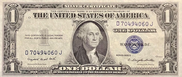 RARE 1935G $1 (~WITH MOTTO~) SILVER Certificate! Uncirculated CRISP